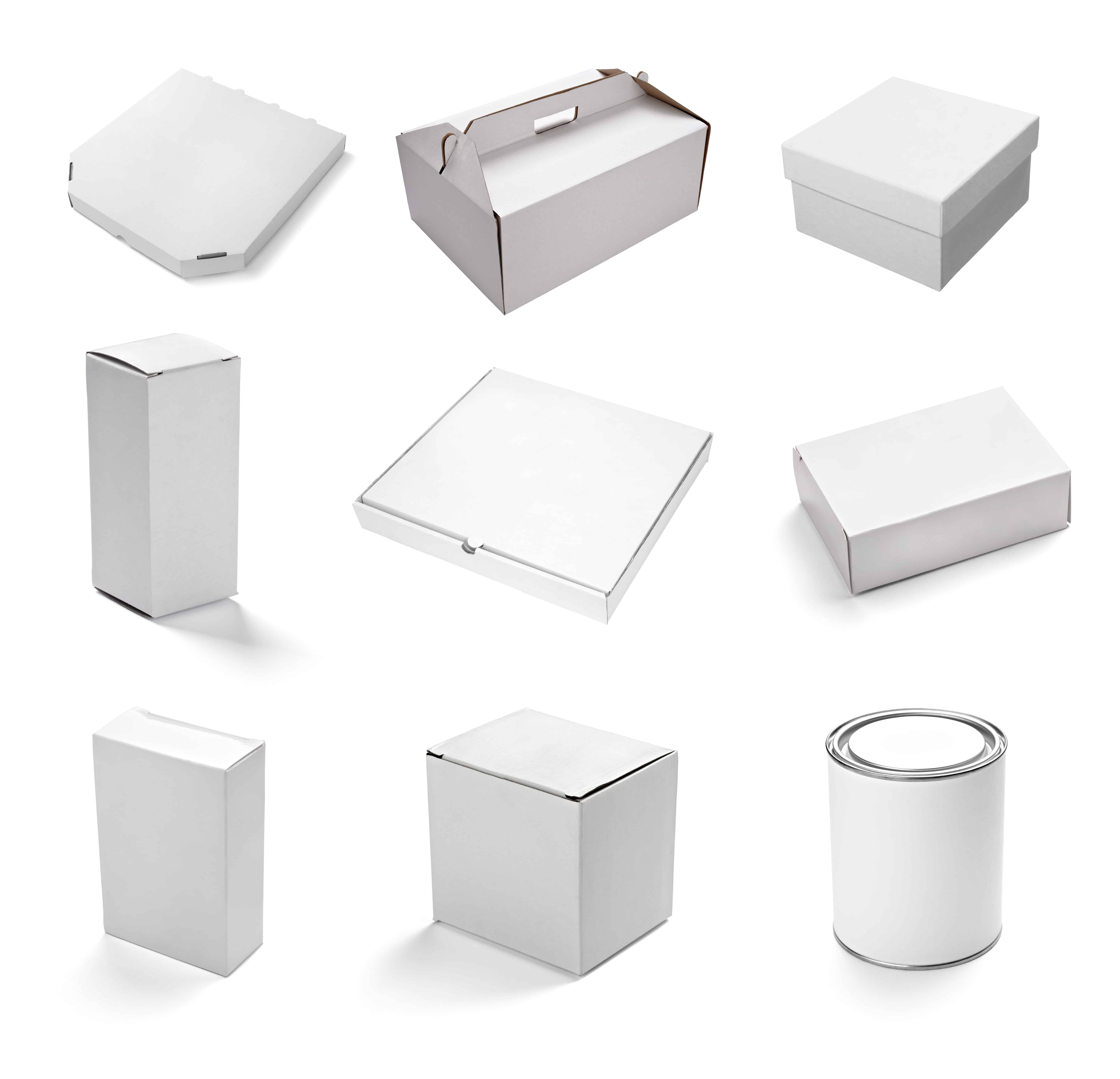 large white cardboard boxes